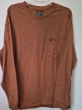 Woolrich Green label Collection Mens XL Pocket Tee Rust Brown Cabincore Outdoor